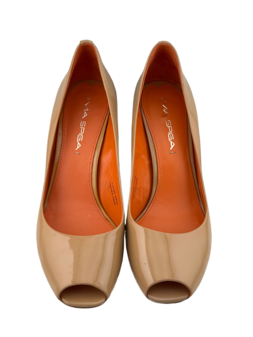Via Spiga Peep-Toe Beige Patent Leather Heels - Picture 3 of 7